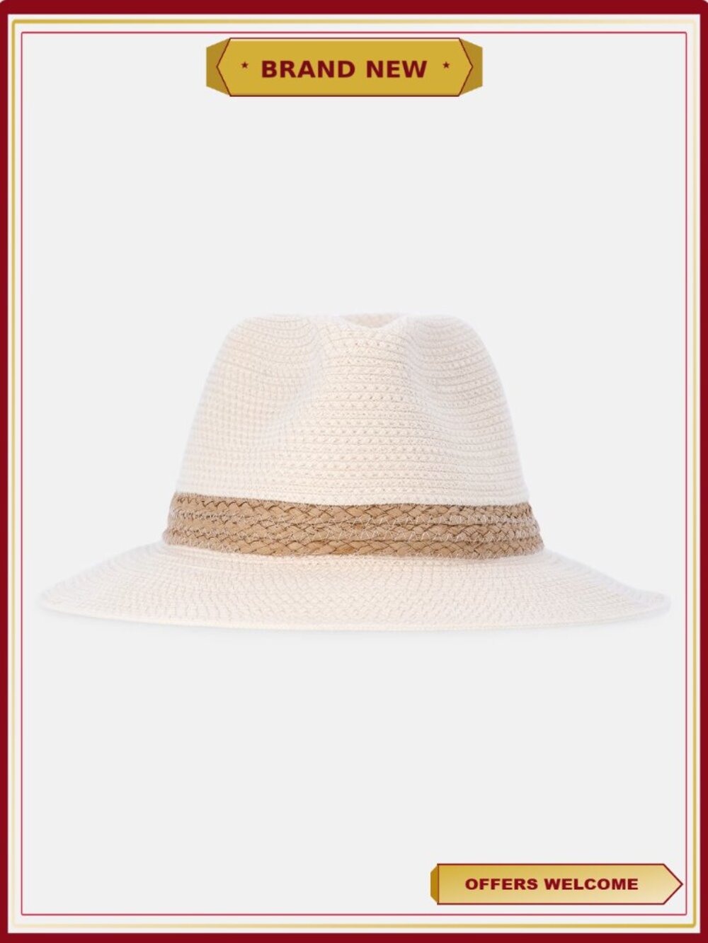 Rope Straw Fedora Hat Braided Boho Sun Hat for Vacation